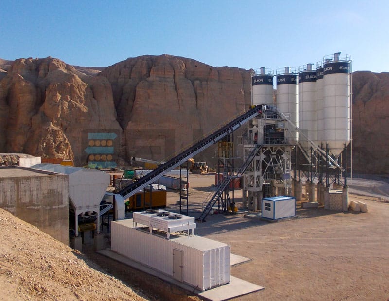 Concrete plant near rocky cliffs
