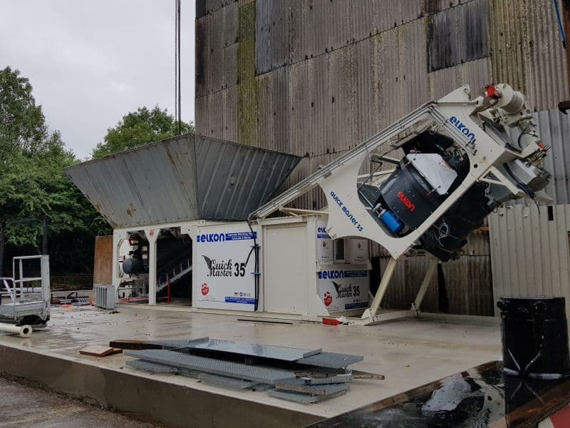 Concrete batching plant at an industrial site