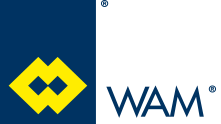 WAM logo in blue and yellow design.